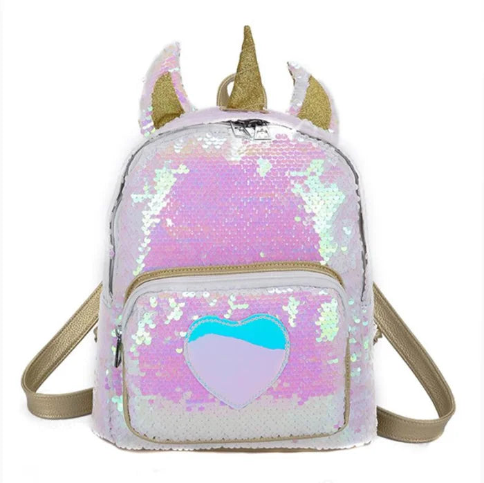 Unicorn Sequin School Backpack - Gold