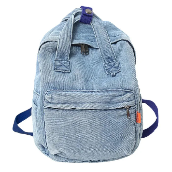 Washed Denim Backpack - Blue