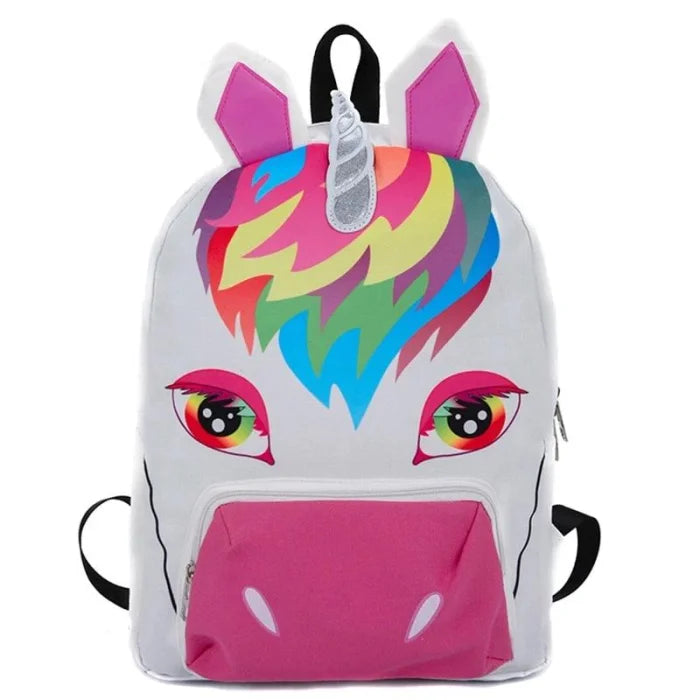 White Rainbow Unicorn Backpack - 28x11x40cm