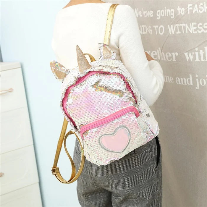 White Sequin Unicorn Backpack